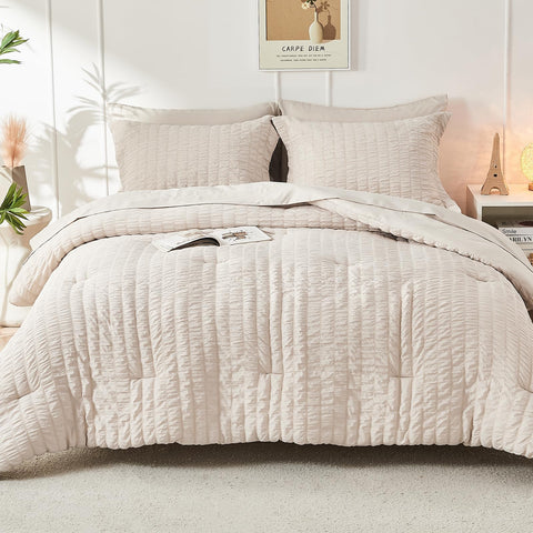 HYMOKEGE beige California King ambience in a softly lit bedroom.