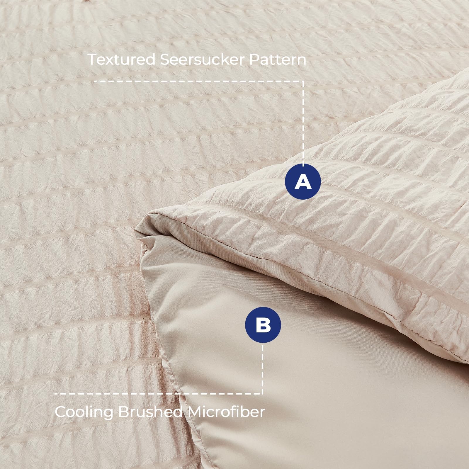 HYMOKEGE beige California King pillow shams complement pillowcases in a clean ensemble.