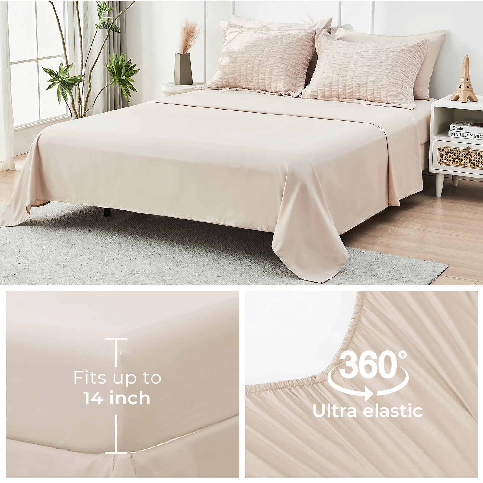 HYMOKEGE beige twin seersucker vacuum-pack packaging for compact storage