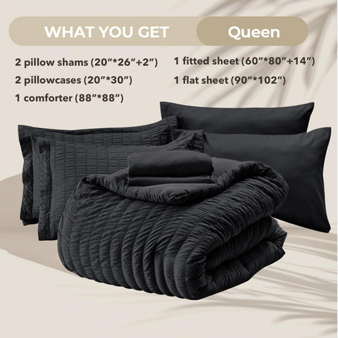 HYMOKEGE Black Queen fitted sheet deep-pocket ensures secure fit on tall mattresses.