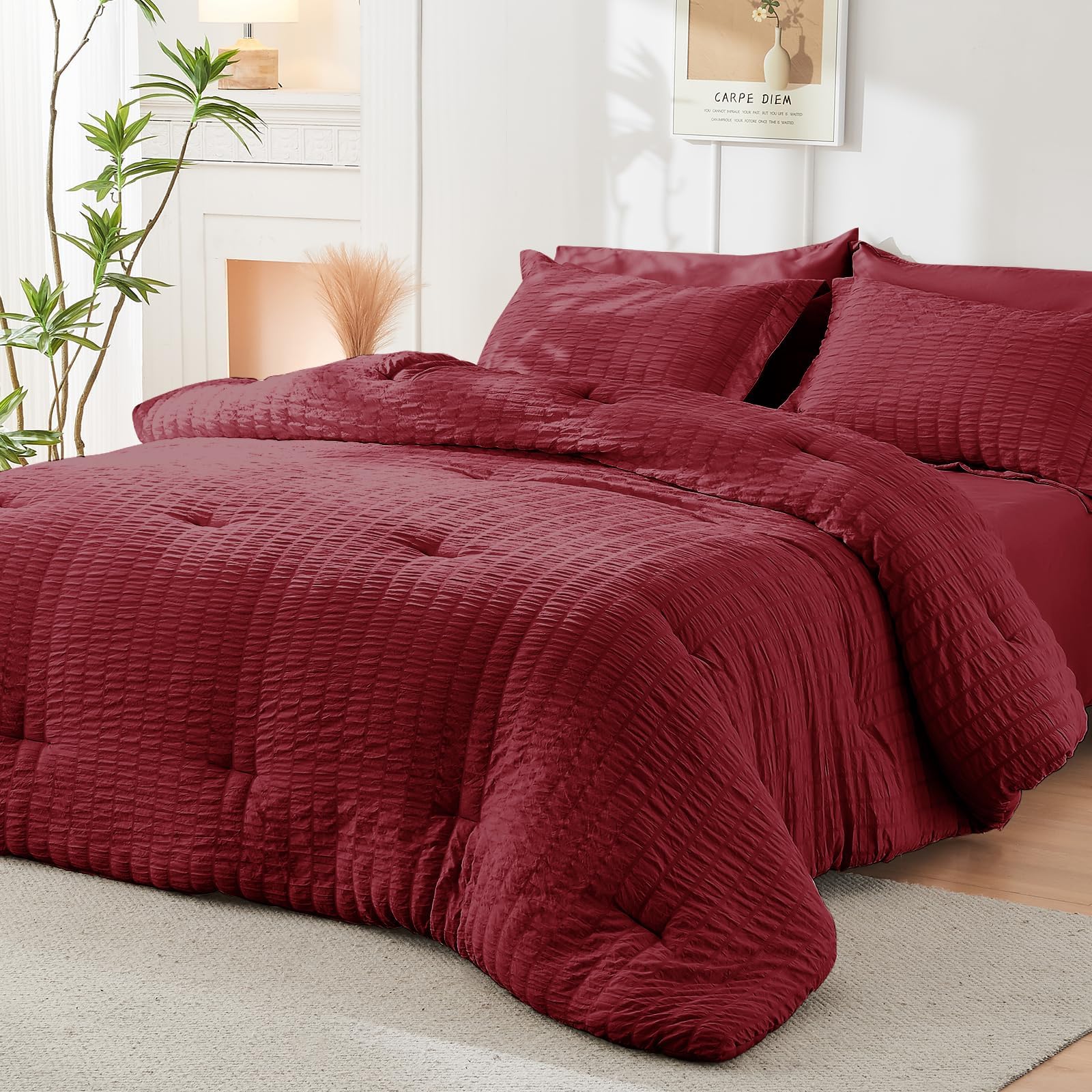 HYMOKEGE Burgundy Queen Flat Sheet drape demonstrates generous queen sizing