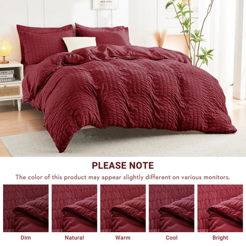 HYMOKEGE Burgundy Queen Shams closeup emphasizes decorative edges and coordinated look
