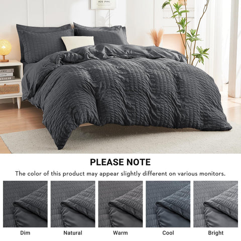 HYMOKEGE dark grey bedroom scene for cozy all‑season styling.