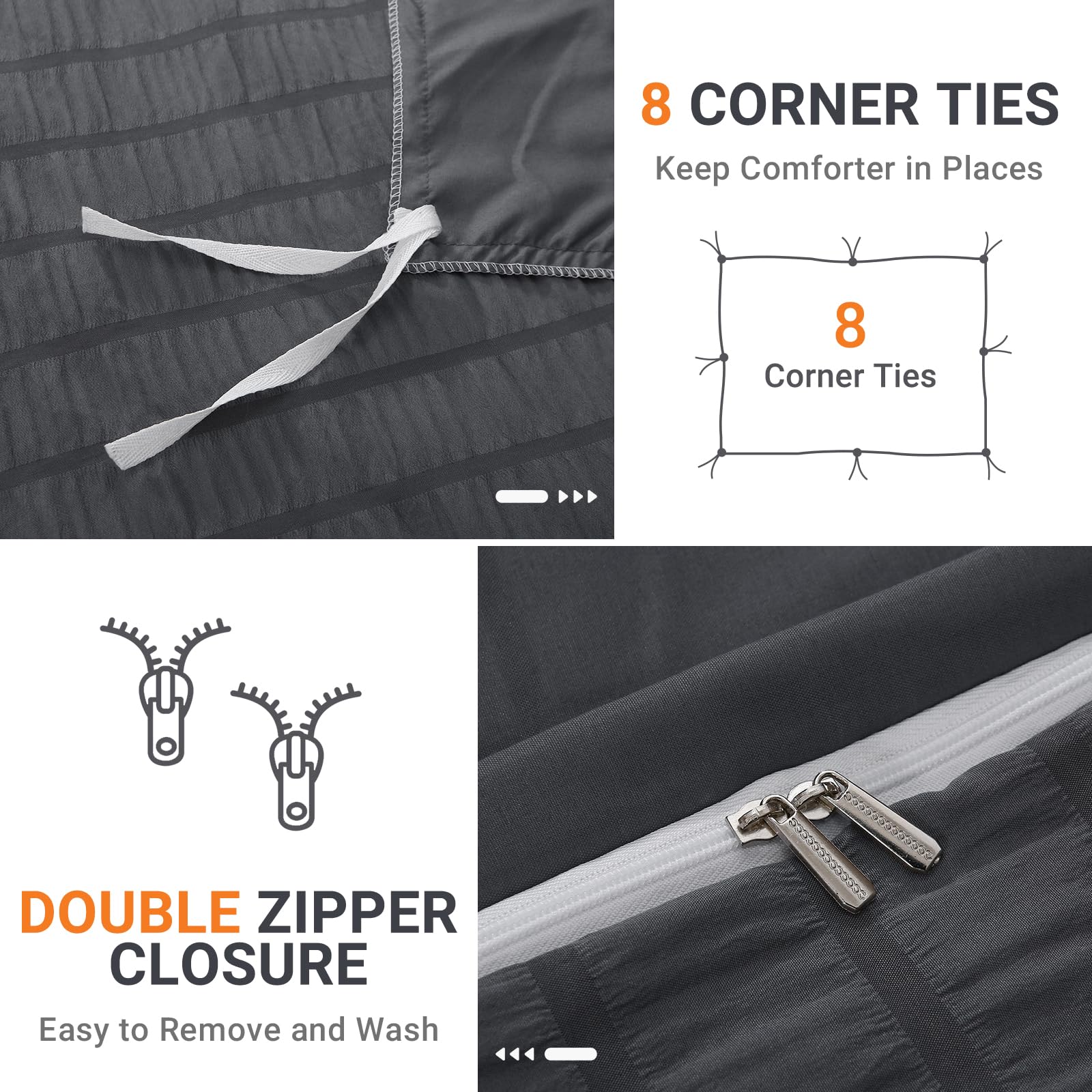 HYMOKEGE dark grey pillowcases set completing a coordinated look