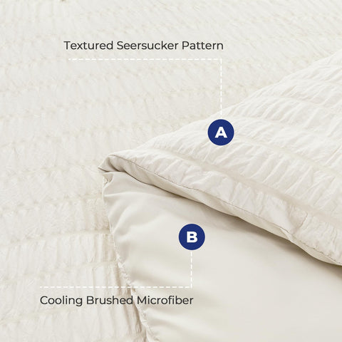 HYMOKEGE Ivory comforter measures 82 by 86 inches for roomy coverage.