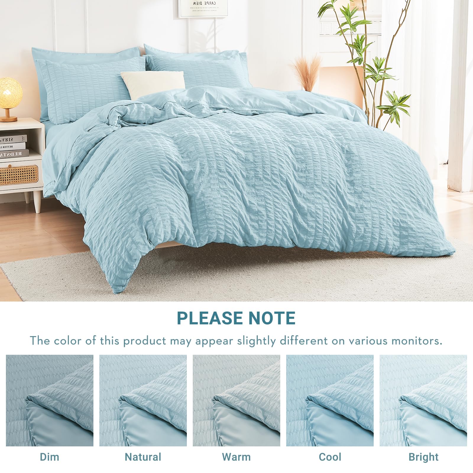 HYMOKEGE Lake Blue pillow shams provide a hotel-inspired finish
