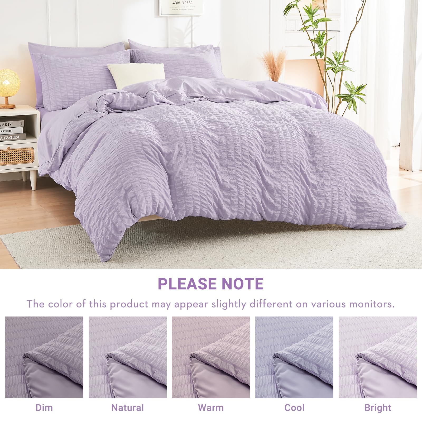 HYMOKEGE Lavender comforter in vacuum-sealed bag for compact packaging