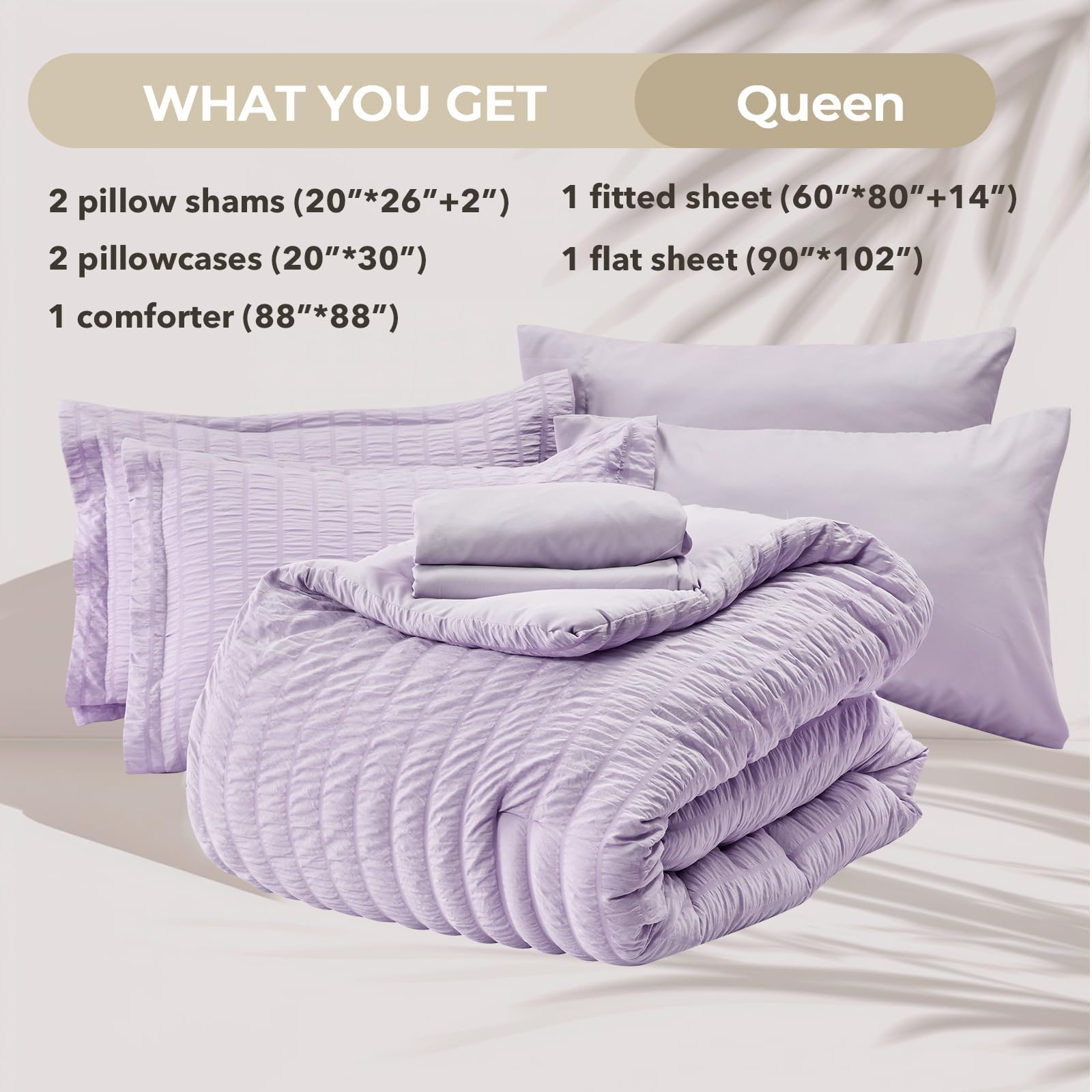 HYMOKEGE Lavender Queen pillow sham completes the seven-piece set.