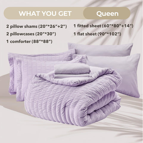 HYMOKEGE Lavender Queen pillow sham completes the seven-piece set.