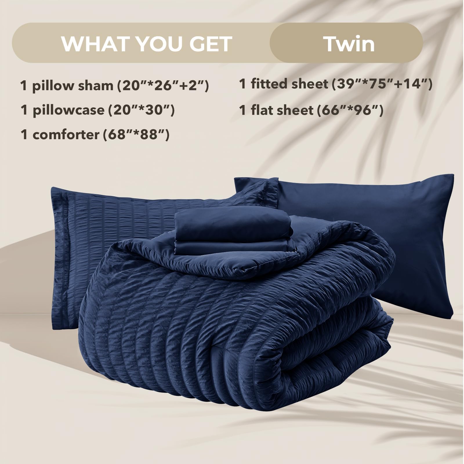HYMOKEGE navy blue pillow sham 20x26 adds finishing touch.