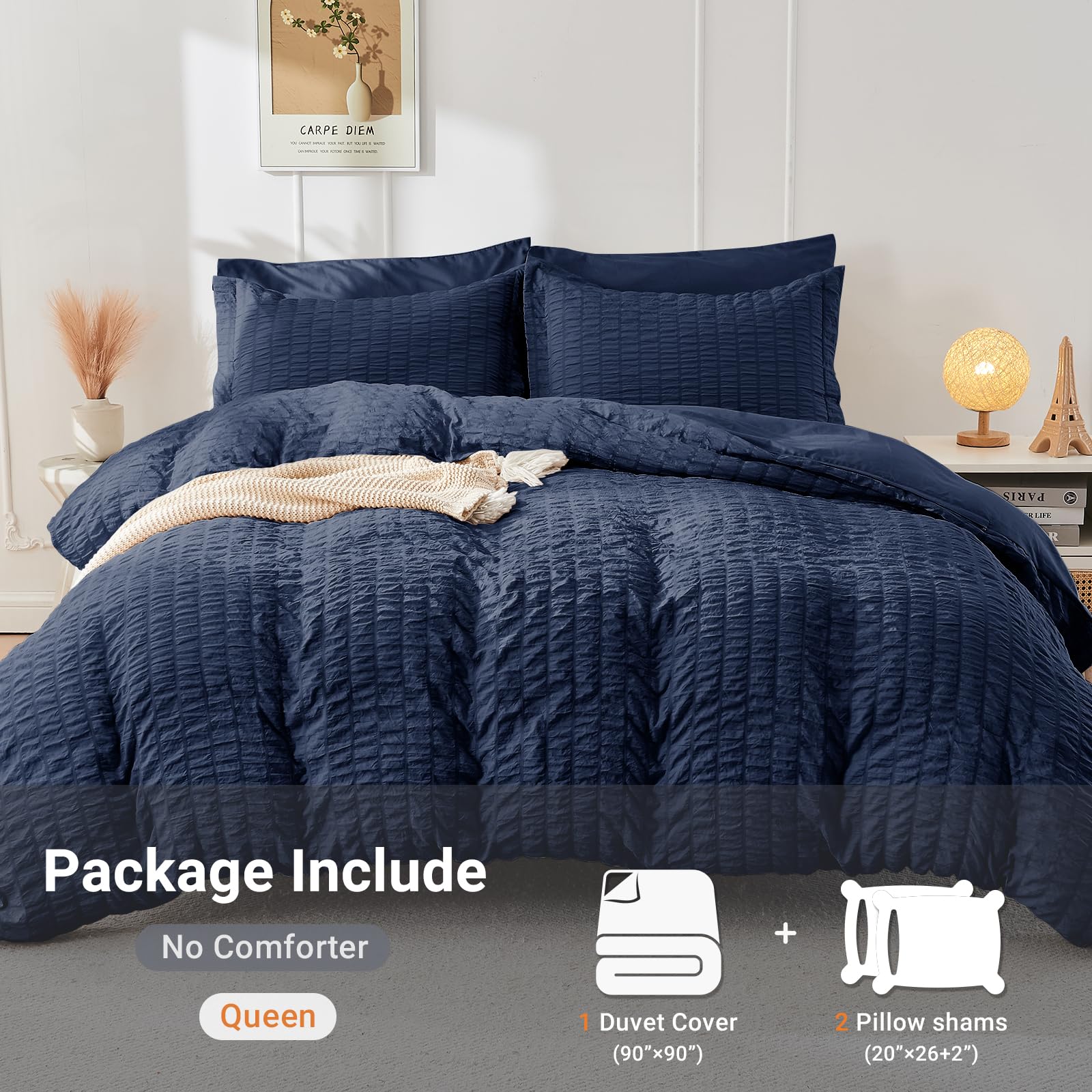 HYMOKEGE queen size pillowcases with envelope style for quick pillow insert changes