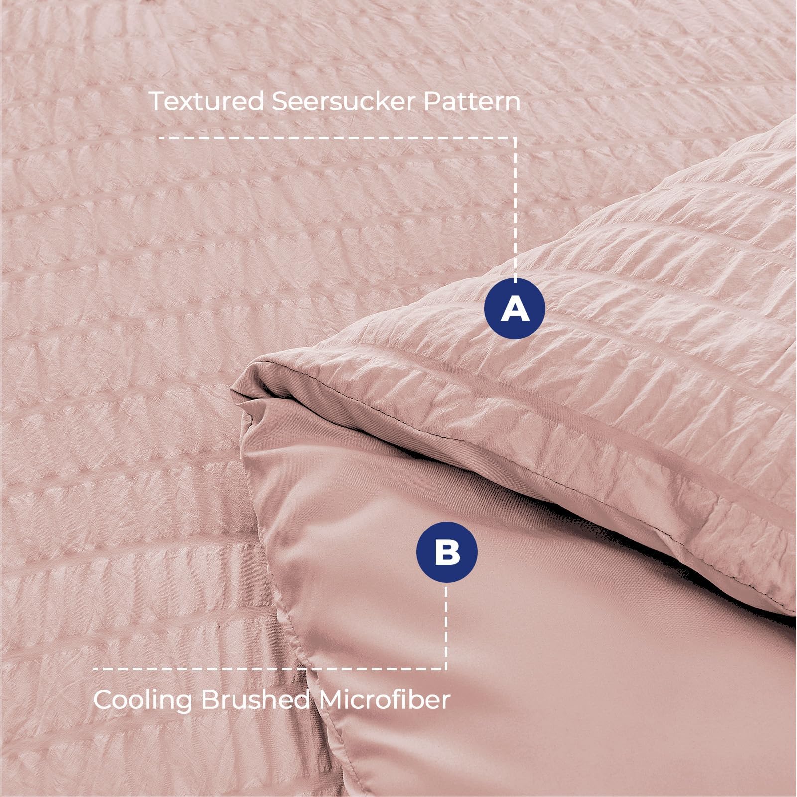 HYMOKEGE Rose Gold Queen fitted sheet with deep‑pocket fit