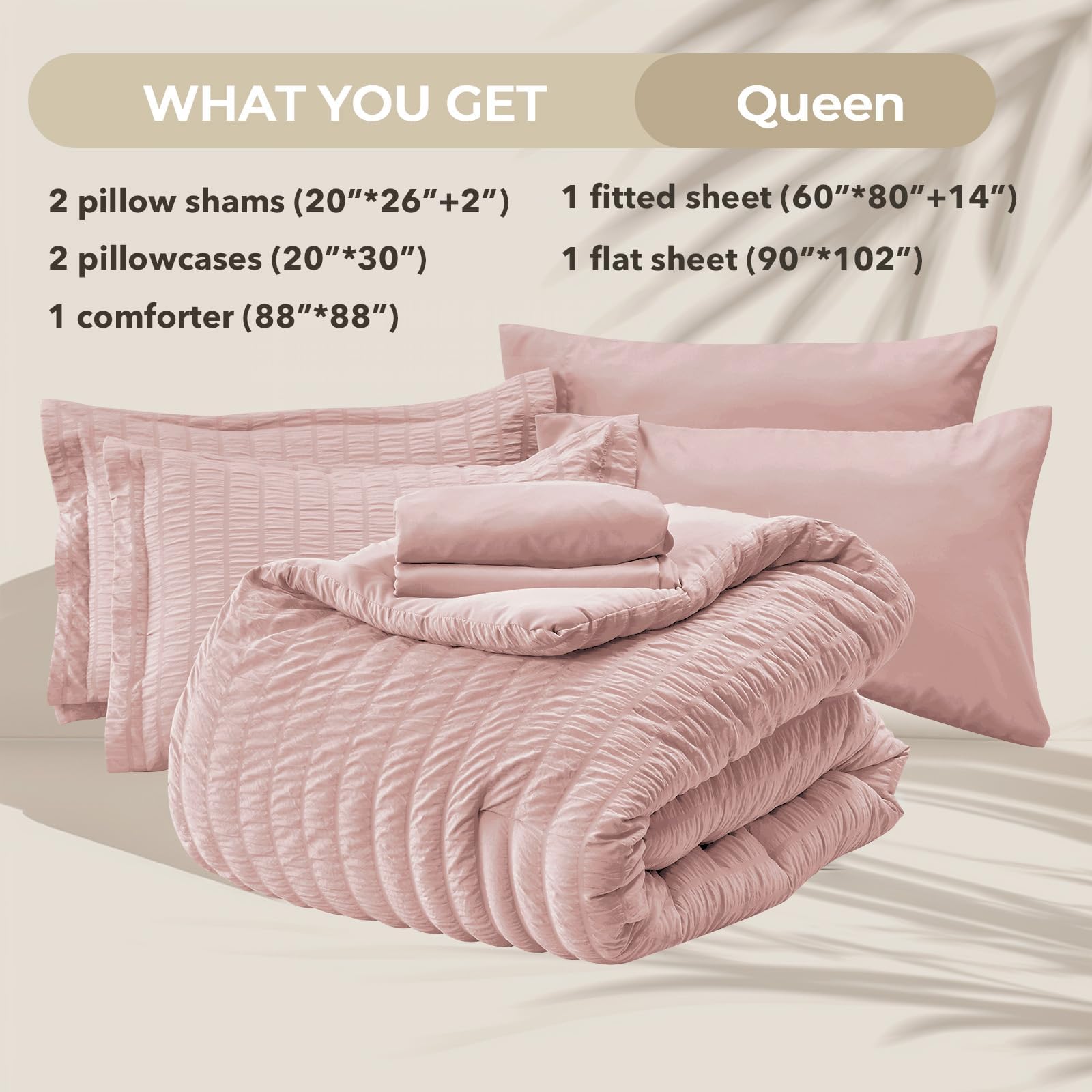 HYMOKEGE Rose Gold Queen flat sheet for complete layering