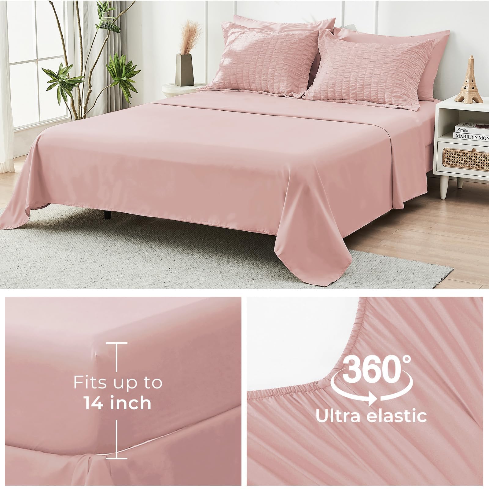 HYMOKEGE Rose Gold texture seersucker pattern close‑up