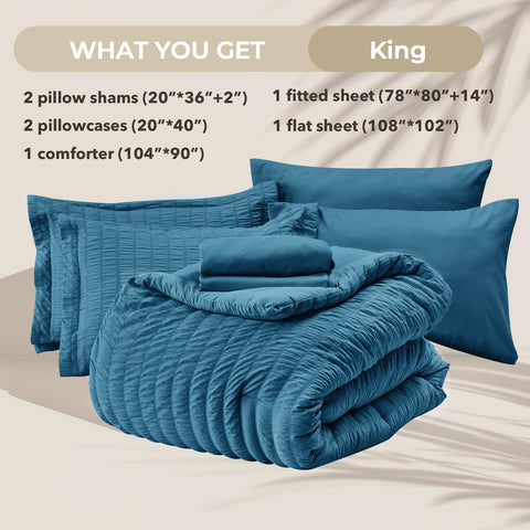HYMOKEGE Teal flat sheet and pillowcases offer elegant layering and comfort.