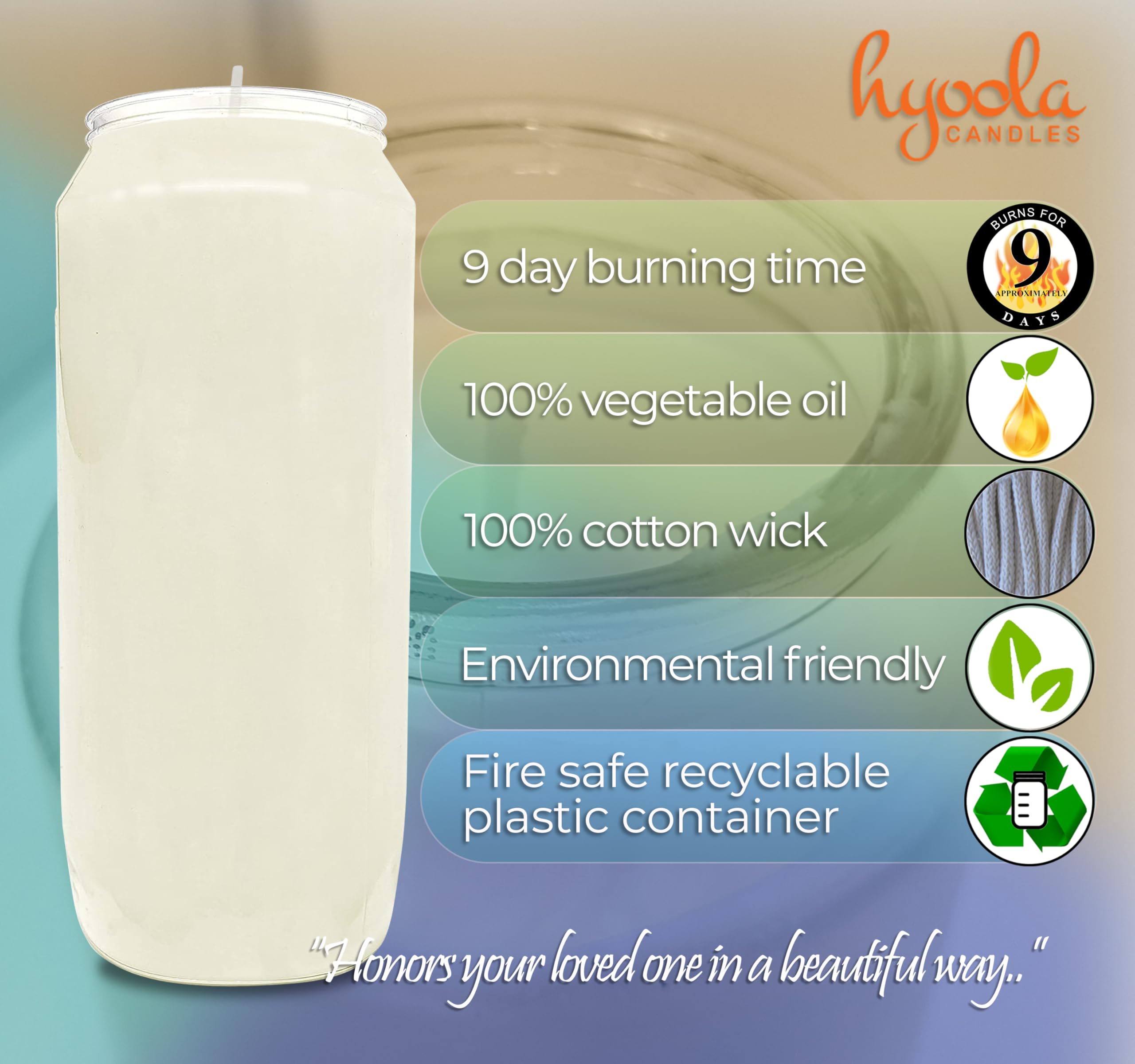 Hyoola 7-day prayer candle suited for vigils, memorials, and prayers.