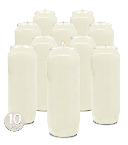 Hyoola 9 Day Prayer Candles in a white jar, self-standing for easy display.