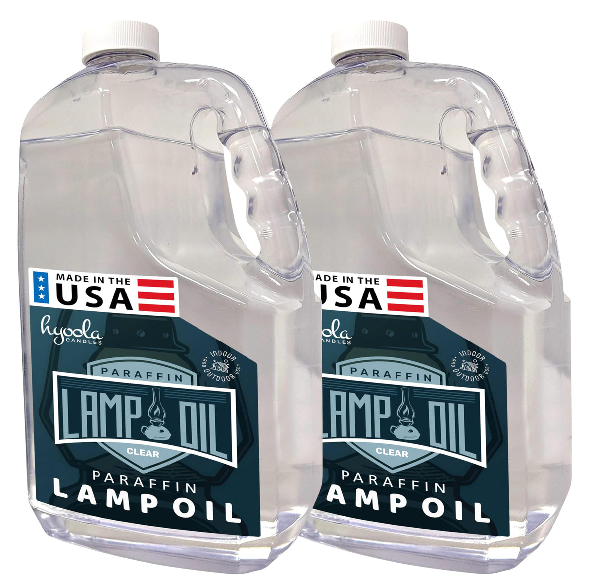 Hyoola paraffin lamp oil 1-gallon bottle for clean, smokeless lighting.