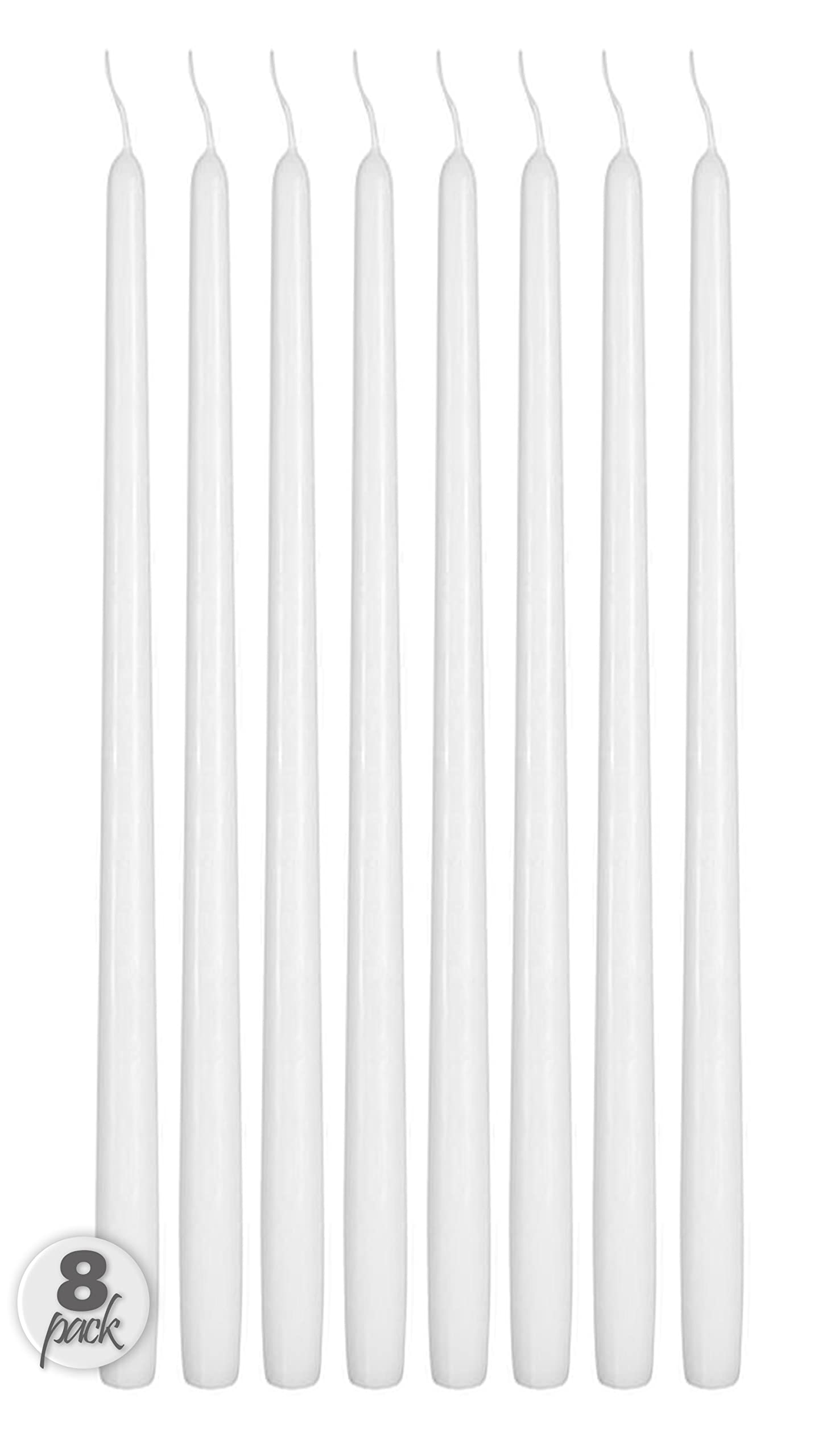 Hyoola 16inch white unscented taper close-up showing smokeless wick.
