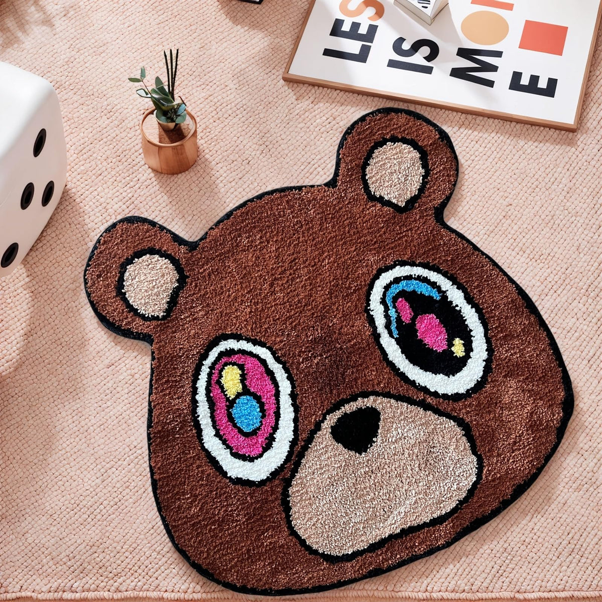 HYPEECE Graduation Bear Rug front view shows plush texture and bold graphics