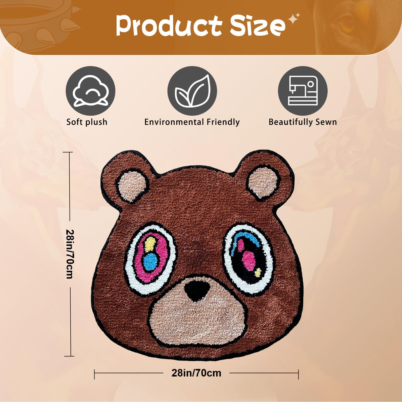 HYPEECE Graduation Bear Rug close-up highlights dense fibers and fade resistance