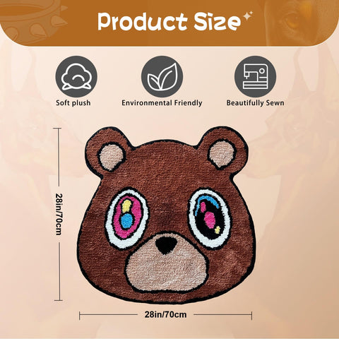 HYPEECE Graduation Bear Rug close-up highlights dense fibers and fade resistance