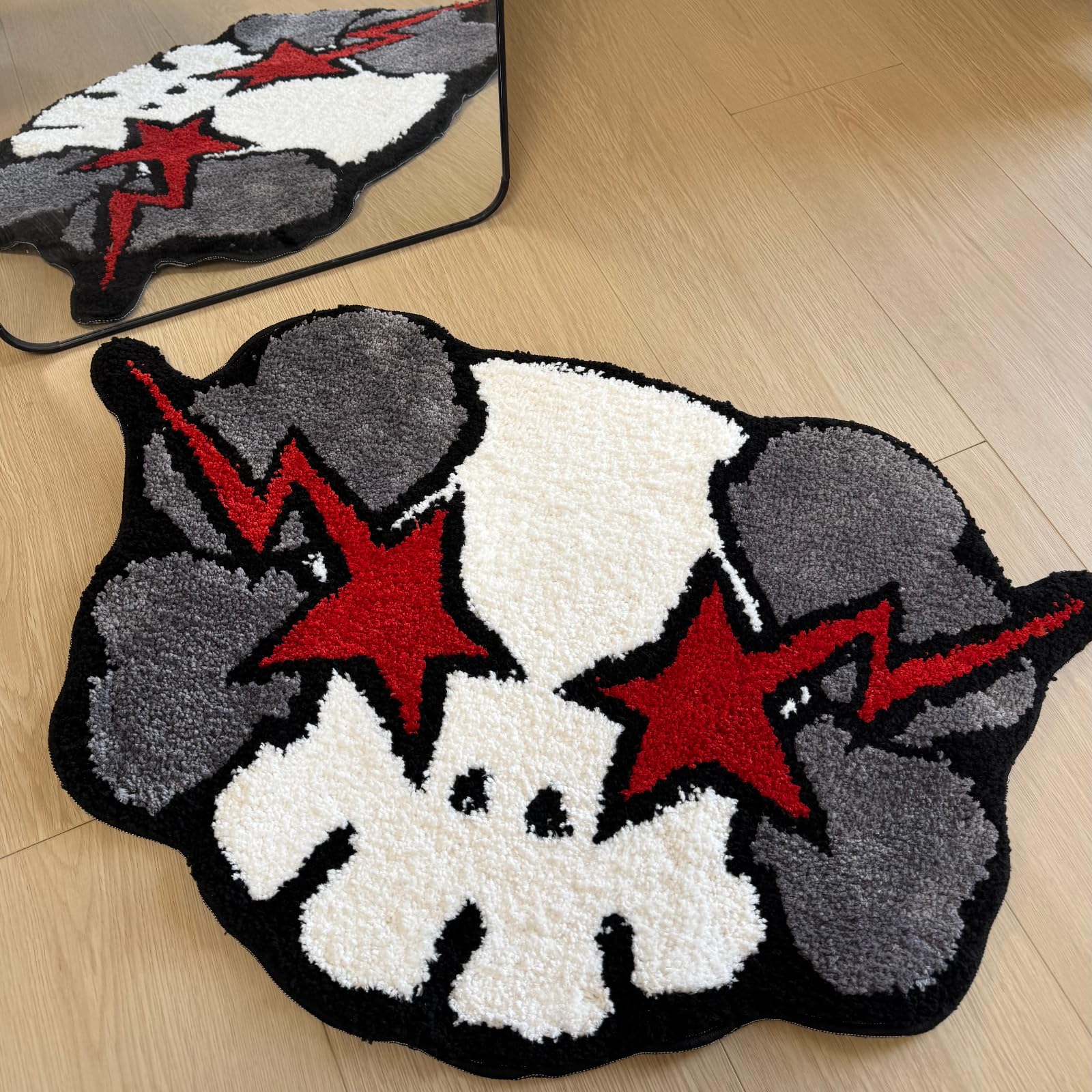 HYPEECE Ka-Ws Style graphic rug front view with bold design for cool bedrooms