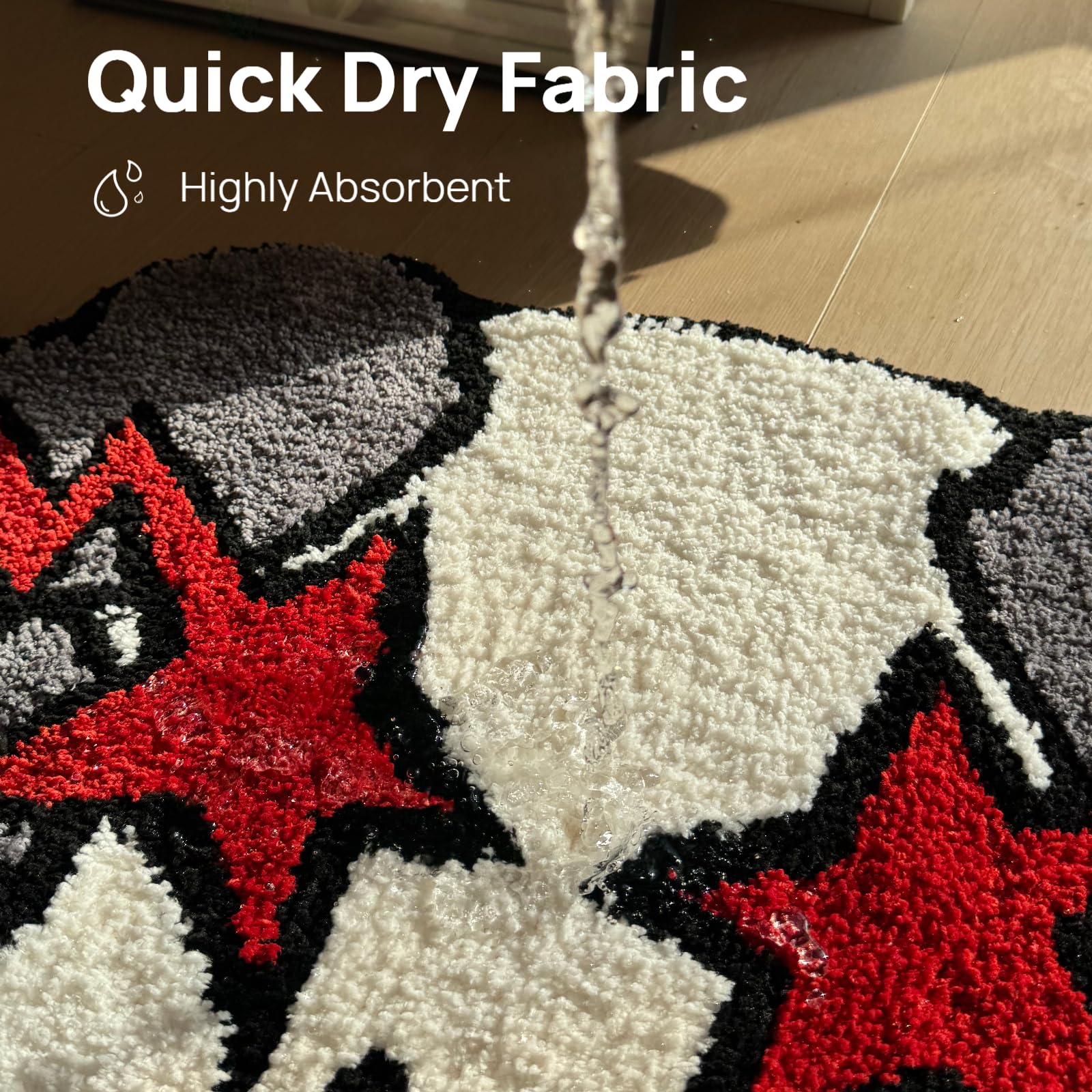 HYPEECE Ka-Ws Style rug in a bathroom entryway setting