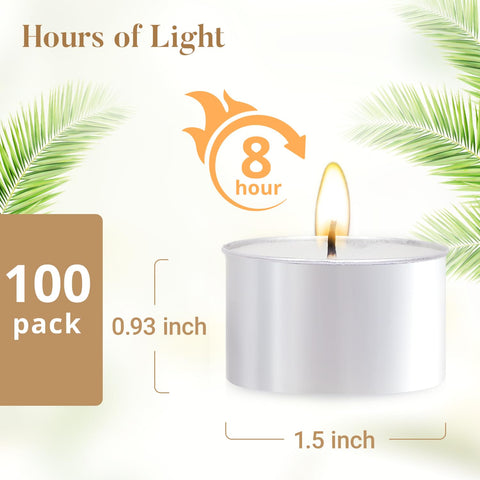 Hypmis Tea Candles with an 8-hour burn time for events and gatherings.
