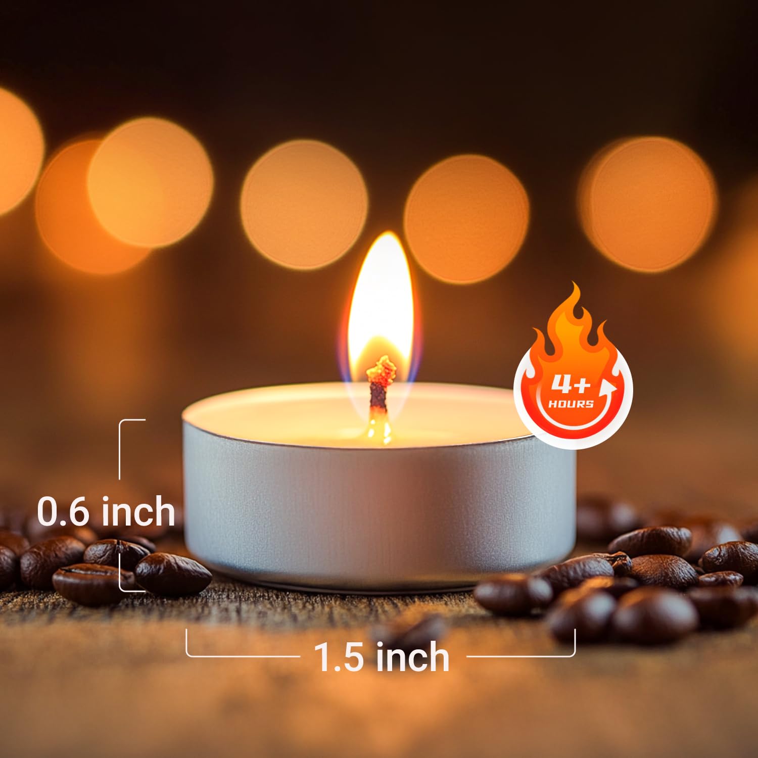 Hypmis tea lights bright flame close-up with thick wick for steady light
