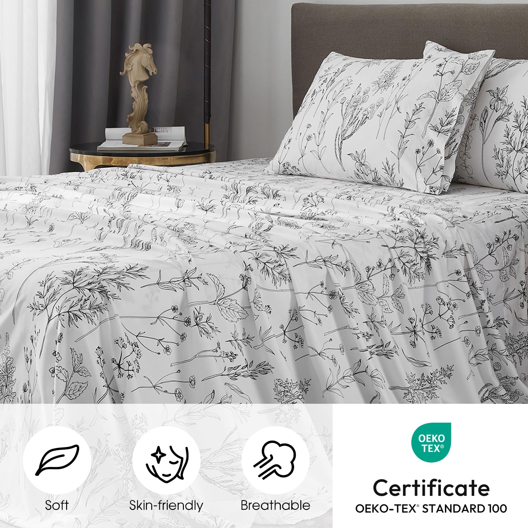 HYPREST 1800-thread-count microfiber close-up; smooth, durable fabric for lasting comfort.