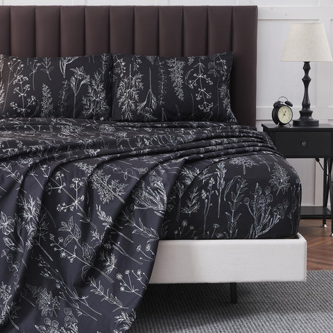 HYPREST California King sheet set with floral print for stylish comfort.