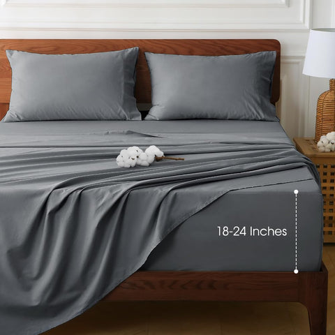 HYPREST extra deep pocket queen flat sheet shows breathable cotton for cooling comfort.