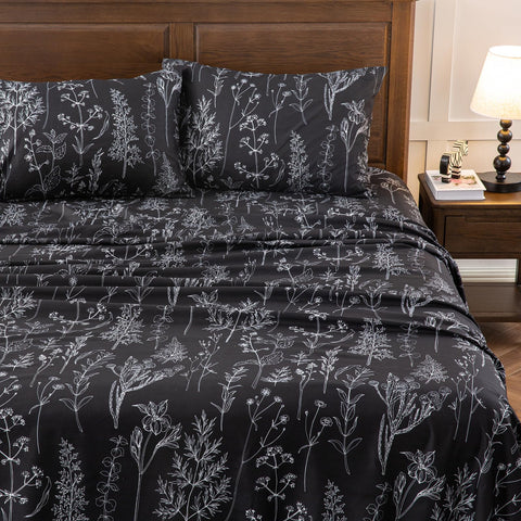 Deep-pocket fitted sheet stretched to 18 inches for secure fit