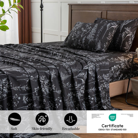 Floral print detail on HYPREST sheets adds subtle elegance