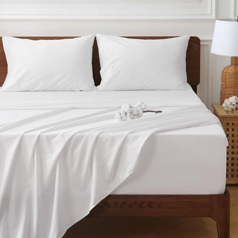 HYPREST king flat sheet 108x102 offers breathable cotton for year-round comfort.