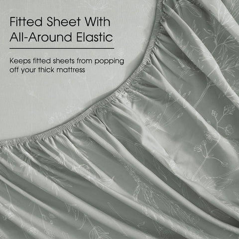 HYPREST light grey pattern accents a modern bedroom aesthetic.