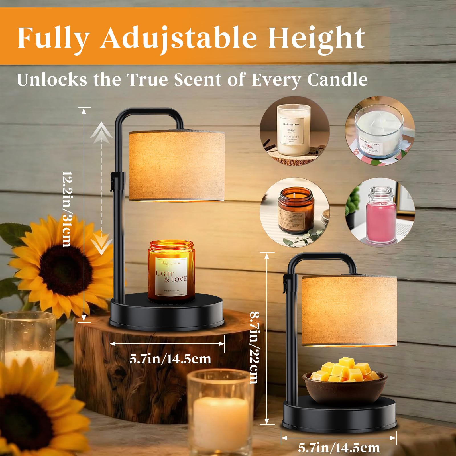 Hyrion Candle Warmer Lamp offers four brightness levels for customizable fragrance intensity.