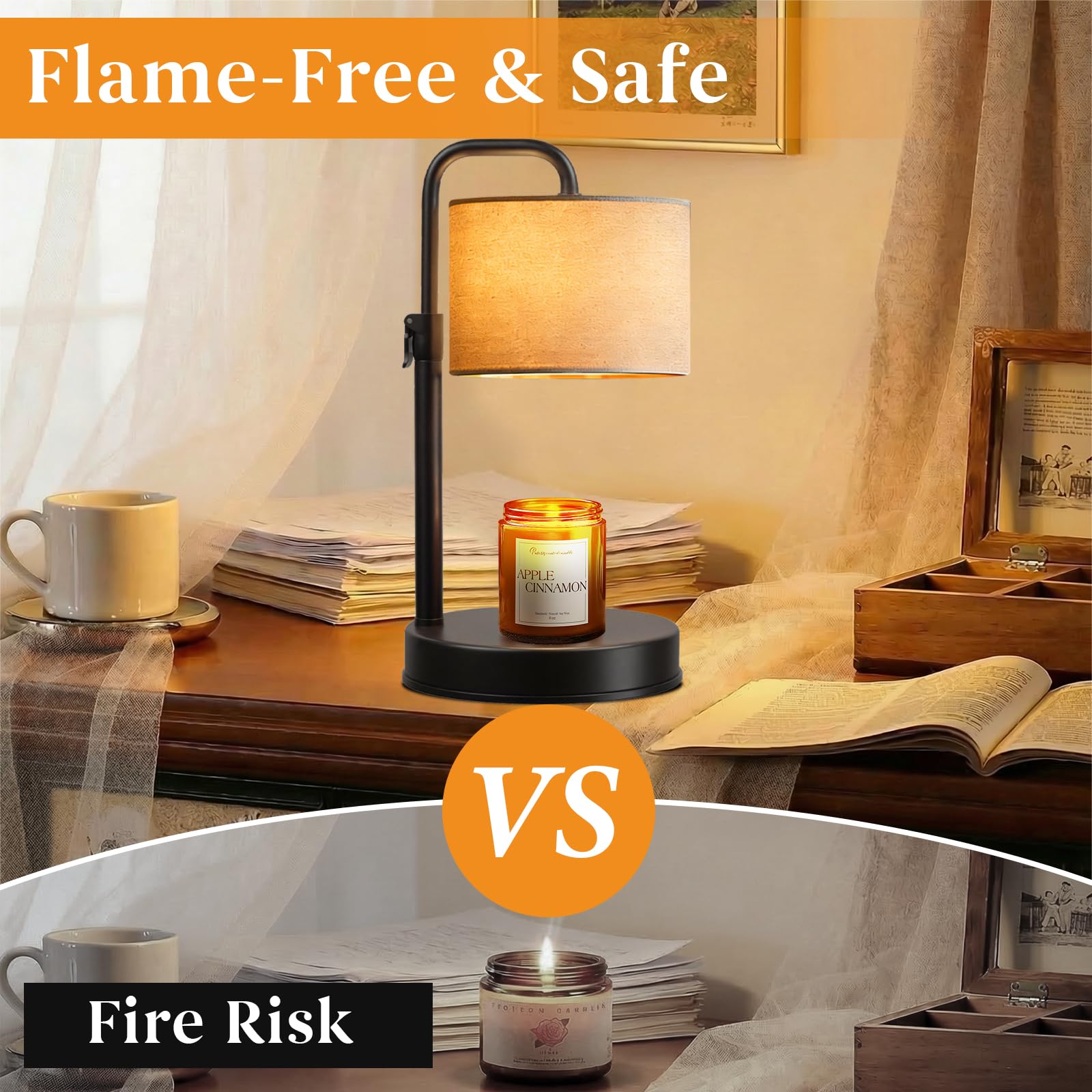 Hyrion Candle Warmer Lamp height adjustable stand fits tall candles up to 5.9 inches.