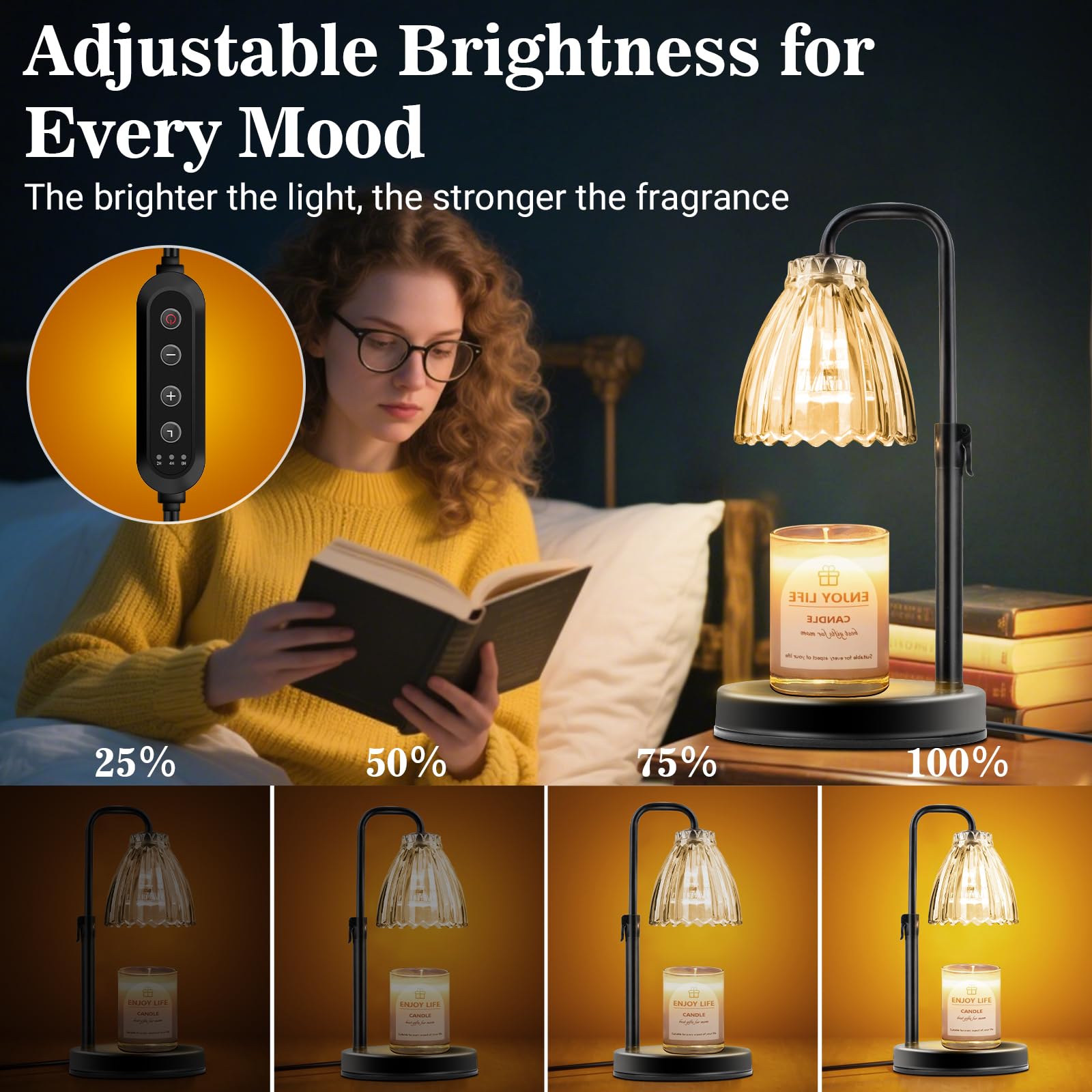 hyrion Candle Warmer Lamp offers dimmable brightness for mood lighting