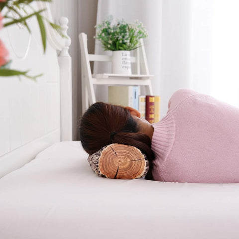 HYSEAS wood log round pillow two-pack packaging for convenient twin set.