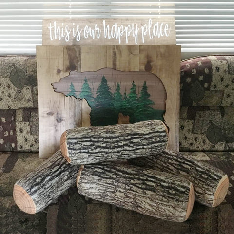 HYSEAS wood log round pillow soft microfiber close-up texture.
