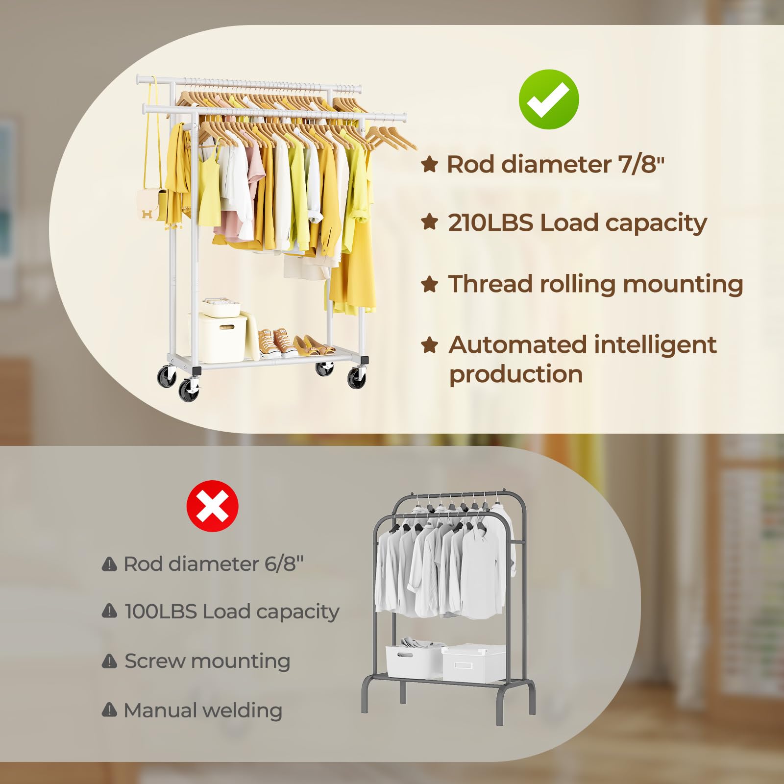 HYSEYY rack supports up to 210 lbs for reliable storage.