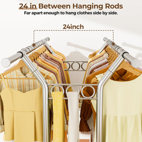 HYSEYY rack highlighting 620 lbs capacity for heavy garments and accessories