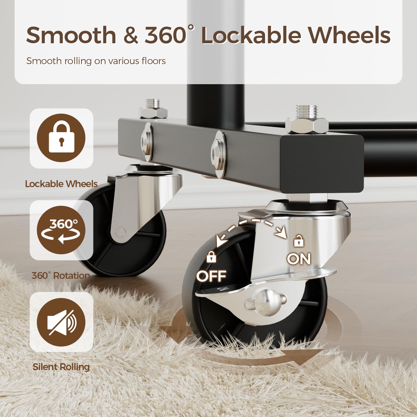 HYSEYY clothes rack sturdy base and thick pipes ensure stability.