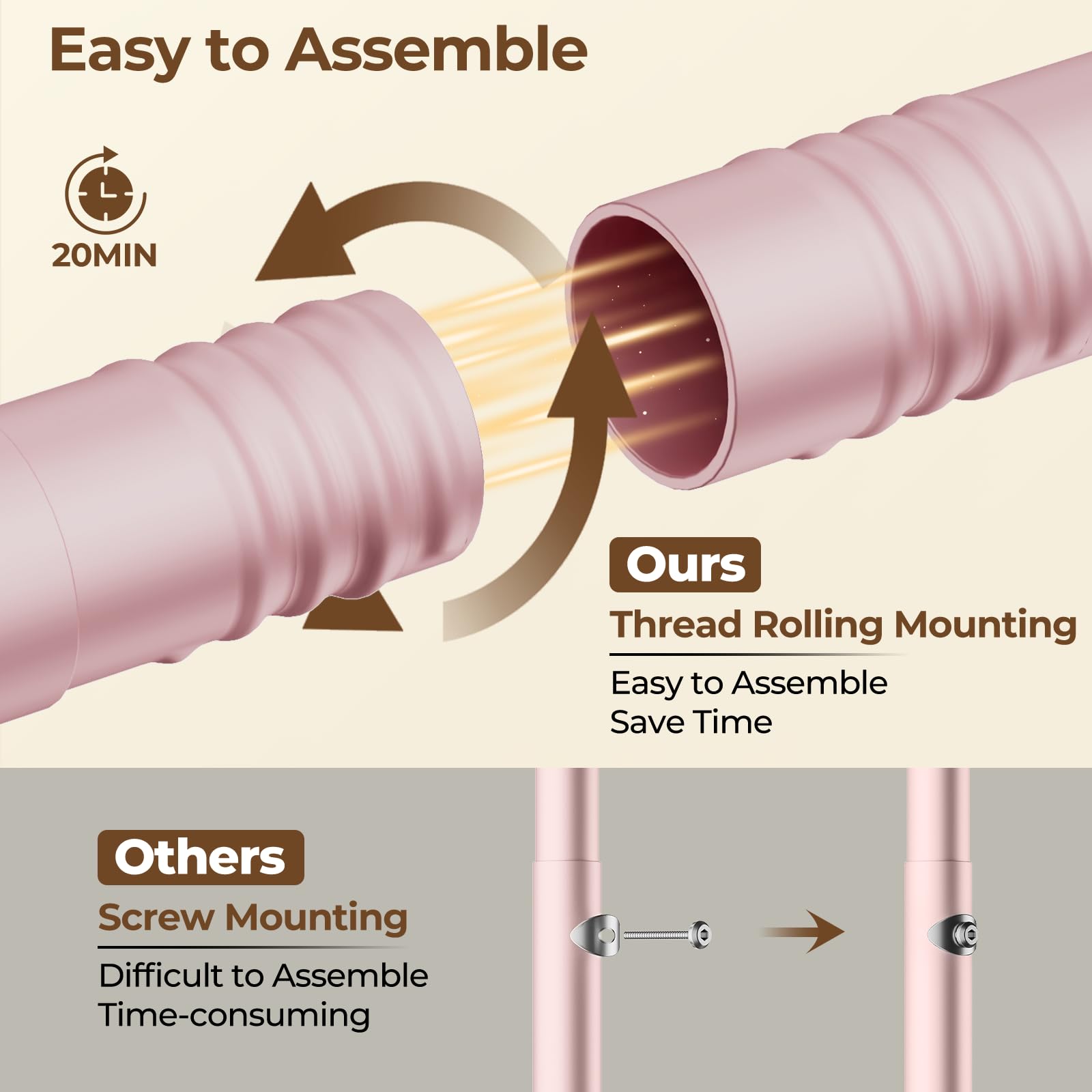 HYSEYY double-rods-clothes-rack rolling-wheels pink easy movement on floors