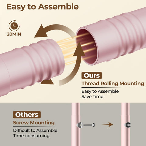 HYSEYY double-rods-clothes-rack rolling-wheels pink easy movement on floors