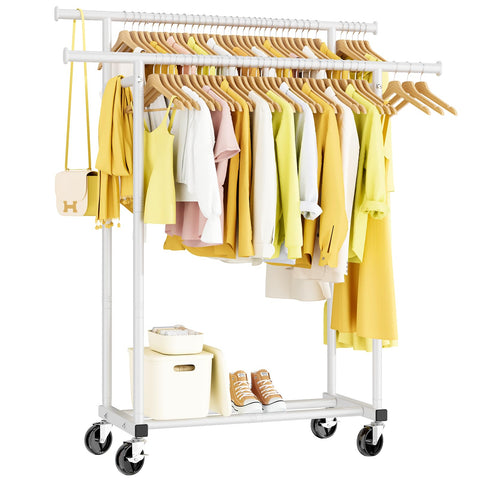 HYSEYY double rods design offers versatile hanging space for dresses and shirts.