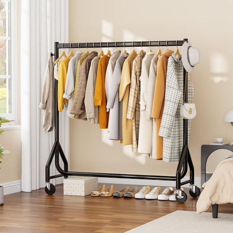 HYSEYY floor-friendly wheels on a portable clothes rack
