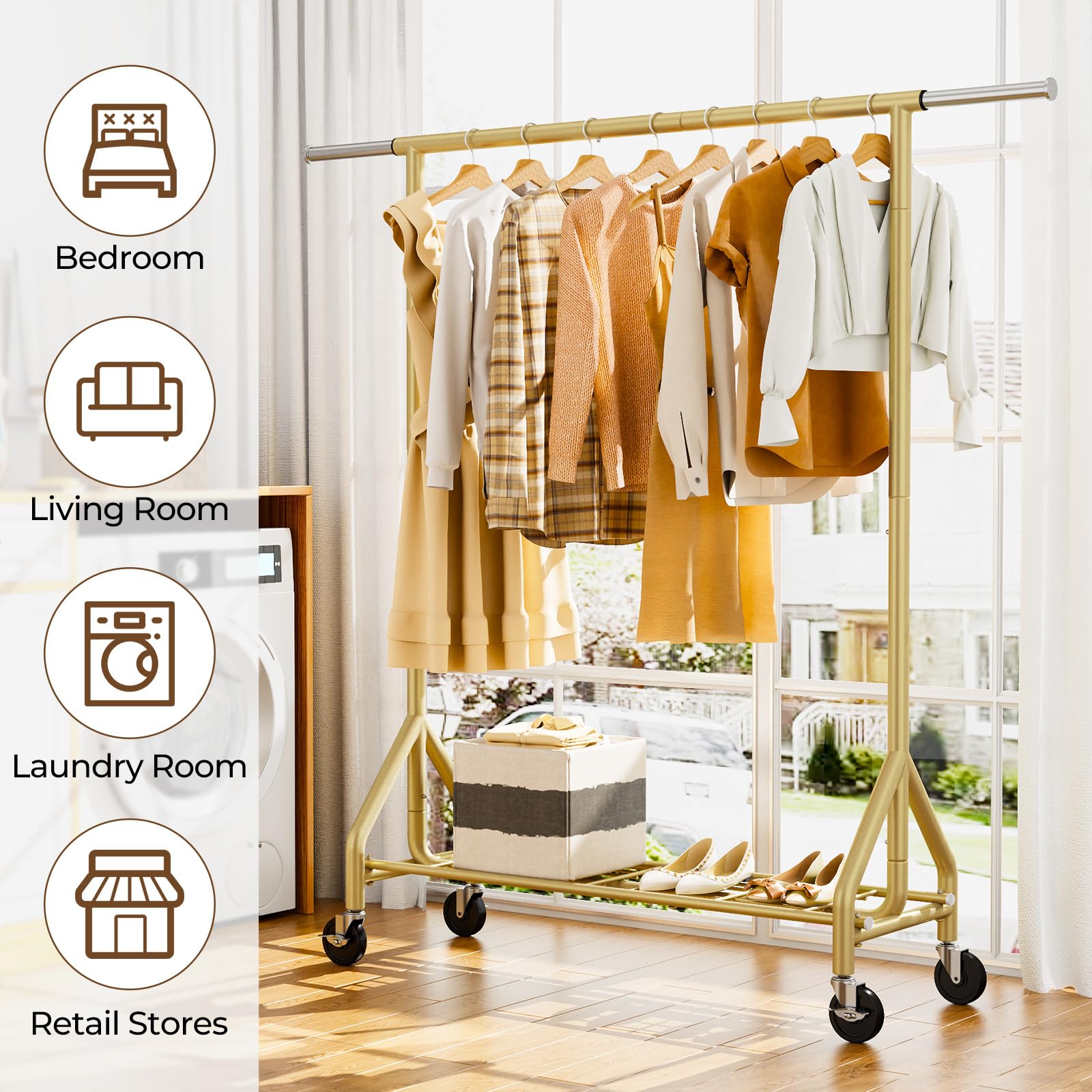 HYSEYY gold finish steel frame adds stylish storage solution